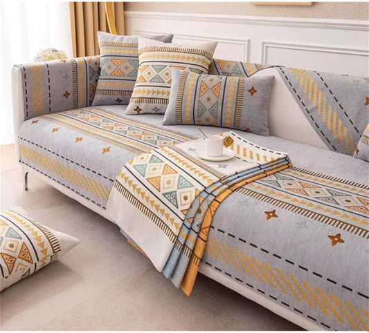 Couch Cover Sofa Covers, Embroidery Sofa Slipcover (Light Grey)